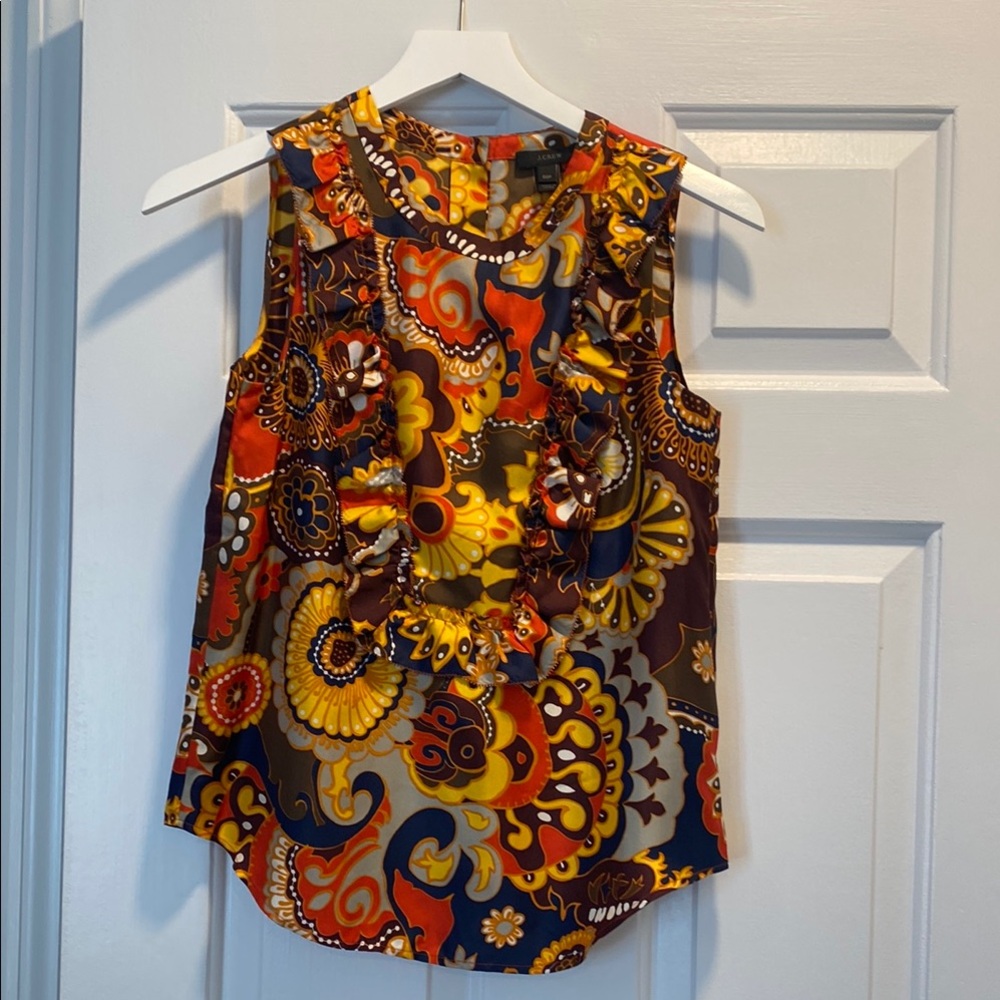 J Crew Silk Colorful Sleeveless Top Size 00P